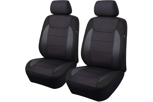 Flying Banner Housses de siège Avant de Voiture en Maille Gabardine compatibles avec airbag - Protection Universelle pour la Plupart des Voitures, camions, camionnettes, SUV (Noir)