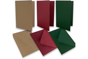 ‎GLÜXX-AGENT 30 Falt-Karten Sets - DIN A6 - 160 g/m² 220 g/m² - Kraft - Dunkelrot - Dunkelgrün - mit Brief-Umschlägen DIN C6 - 80 g/m² 90 g/m² Nassklebung