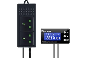 KETOTEK Digital Dimming Thermostat Reptile Day and Night Timer, PID Thermostat Plug Socket Dimmer Temperature Controller for Heat Lamp Terrarium Vivarium Aquarium with Waterproof Sensor Probe