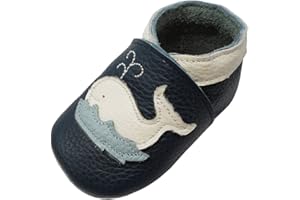 YIHAKIDS Krabbelschuhe Baby Lauflernschuhe Lederpuschen Hausschuhe Jungen Mädchen Mokassins Weicher Leder Babyschuh mit Wildledersohlen Kleinkind rutschfeste Lederschuhe Baby 0-3 Jahre