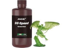 Resina per stampante 3D Hi-Speed, JAMG HE 12K Fast 3D Printing Resin High-Precision and Low-Shrinkage Rapid 3D Printer Resin Suitable for 3D Printer Fast Mode & Normal Mode (1000g, Clear Green)