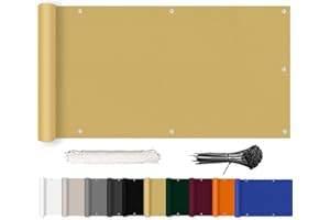 ROBAG Sichtschutz Balkon 180x200cm Balkon Sichtschutz Balkonabdeckung, Wetterbeständiges und Pflegeleichtes, mit Ösen und Kordel für Gartenanlagen, Camping und Freizeit - Beige
