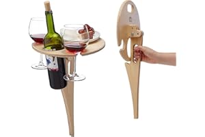 Hyxodjy Tragbarer Outdoor Weintisch,Weintisch Klappbar Holz-Outdoor-Picknicktisch Wein Geschenk Idee Tragbarer Weintisch für Garten Campingtisch Outdoor Tisch, Camper, Wanderer, Weinliebhaber