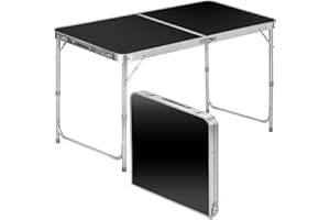 GOODS+GADGETS mesa plegable multifunción multiusos para camping y mercado, altura ajustable, auxiliar para acampar en el jardín, festivales y mercados (negra: 120 x 60 cm)