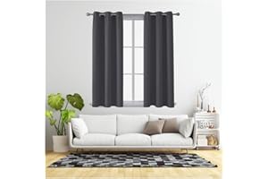 REHAN & CO Blackout Curtains Thermal Insulated Curtains Blackout Eyelet Ring Top Window Curtains for Living Room Bedroom Blackout Curtains with Tie Backs Charcoal W66 x L72 Inch 2 Panels