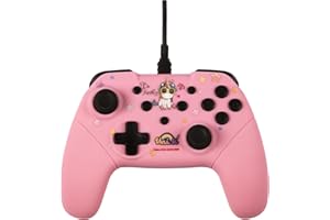 Konix Unik Wired Controller für Nintendo Switch, Switch 2 und PC - 3 m Kabel - Be Funky, Einhorn-Motiv - Rosa