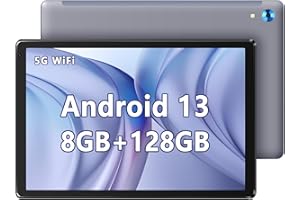 Lville Tablet 10 Zoll Android 13 Tablet, 8GB RAM 128GB ROM 1TB TF, Octa-Core 1280x800 HD+IPS,2.4G+5G WiFi/Bluetooth 5.0, 5000mAh, 5MP+8MP (Grau, 10.1 inch)