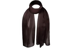 Basic Sense Chiffon Scarf Sheer Soft Plain Neck Wrap for Women Neatly Stitched