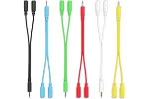 ExcelValley - 6A Pack - Mono Splitter Y Patch Cable TS 3.5 mm 1/8 Inch Eurorack Synth Synthesizer