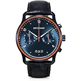 DeTomaso SORPASSO Velocita Blue Orange Orologio da polso da uomo analogico al quarzo cinturino in pelle blu, blu, cinghie