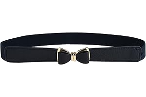 Syuer Women's 1 Inch Wide Bow Skinny Elastic Waist Belt Stretchy Belt Thin Belt