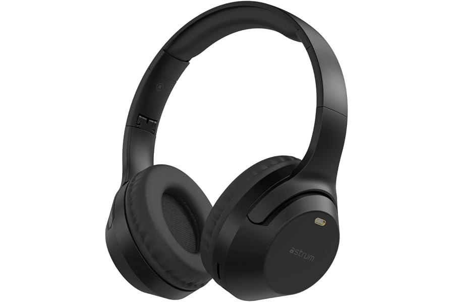 Astrum Bluetooth Over-Ear Headphones with Deep Bass, 20H Playtime, TF Card, AUX, Mic & Foldable Design – HT320