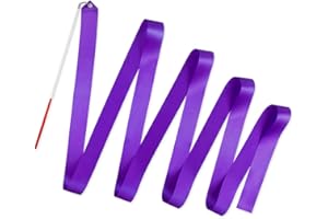 SCSpecial Rubans de Danse avec Baguettes 4m Ruban de Gymnastique Rythmique Streamer de Danse pour Enfants Baton Twirling - Violet