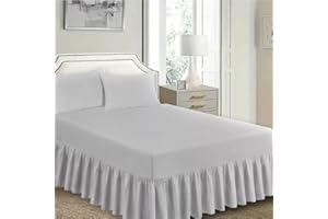 Ziya Homes Fitted Valance Sheets - Polycotton Frilled Bed Skirt, Anti Allergic, Extra Deep, Easy Care (Grey, Double)
