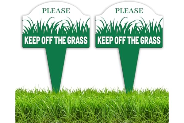 WEBEEDY 2 Pack S'il vous plaît garder hors de l'herbe signe en aluminium cour signes avec des piques,double côté rester hors de herbe signes pour jardin Pack,Signe de pelouse verte inoxydable,25x35cm