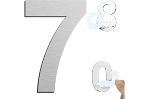 Ywonoby House Numbers - 3 Inch Self Adhesive Metal Stainless Steel Door Numbers Stickers for House Mailbox Apartment Hotel Courtyard - Silver(7)