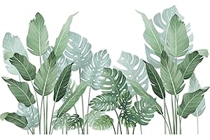 Creperture 2 Pegatinas de Pared, 30 x 90 cm Hojas Verdes Tropicales Autoadhesivas Murales Papel Pintado Decoración del Hogar, Sala de Estar, Oficina
