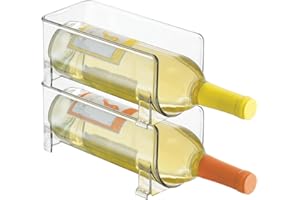 mDesign Range-Bouteilles (Lot de 2) – casier à Bouteilles empilable en Plastique pour Bouteilles de vin, Sodas ou Autres Boissons – étagère à vin Moderne pour 1 Bouteille – Transparent