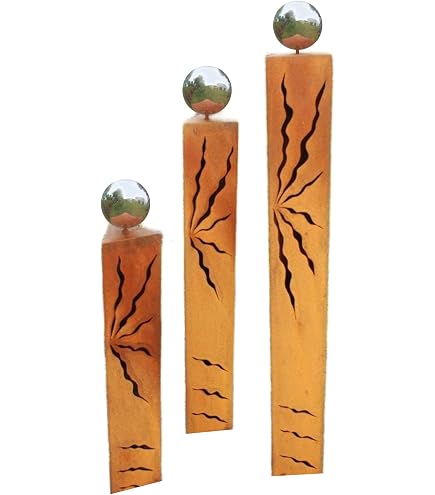 Rost-Säule Mit Hund-Motiv – Gartendeko Aus Edelrost, Ca. 100 Cm Hoch, Handarbeit