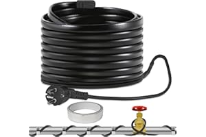 TOFFCAEA Câble Chauffant Antigel, Câble chauffant antigel avec thermostat, Câble Chauffant Autorégulant, pour Protéger Conduites d'eau (Noir, 8 Mètres)