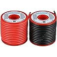 BNTECHGO 12 Gauge Silicone Wire Spool 50 ft Ultra Flexible High Temp 200 deg C 600V 12 AWG Silicone Wire 680 Strands of Tinned Copper Wire 25 ft Black and 25 ft Red Stranded Wire for Model Battery