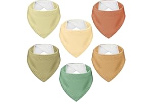 AOOTE Baby Dreieckstuch, 6 Stück Musselin Dreieckstuch Baby, Super Saugfähige Bio-Baumwoll Halstuch Babys, Sabberlätzchen Bby, Babys Verstellbare Lätzchen für Junge und Mädche