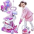 ISO TRADE- Playset Cleaning Trolley with Hoover + Accessories 4696 Giocattoli Domestici, Multicolore