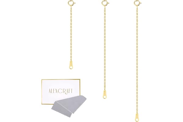 ALEXCRAFT Halsbandsförlängare, 925 Silver Halsbandsförlängare, 14K guldpläterad Halsbandsförlängare Chain Extender Choker Halsband Armbandsförlängare