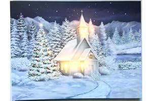 Jürgen Schleiß Konfektion LED-Bild Leinwandbild Leuchtbild Wandbild 30x40cm flackernd Wellnes Kirche Kerze Weihnachten Winter