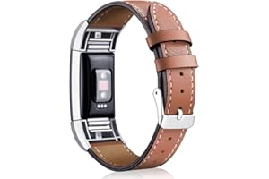 AISPORTS Compatible con Fitbit Charge 2 Correa, Fitbit Charge 2 Correa Cuero Suave Transpirable Pulsera Deportiva Hebilla de Metal Pulsera Correa de Reemplazo para Fitbit Charge 2 Fitness Tracker