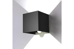 ENCOFT 12W Applique da Parete Esterno Interno con Sensore di Movimento Crepuscolare LED, Lampada da Parete a Luce Bianco Freddo 6000K Angolo Su e Giù Regolabile, IP67 Impermeabile Nero