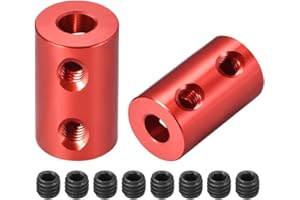 sourcing map 5mm to 5mm Bore Rigid Coupling Set Screw L20XD12 Aluminum Alloy,Shaft Coupler Connector for RC Airplane Boat, Motor Accessories,Red,2pcs