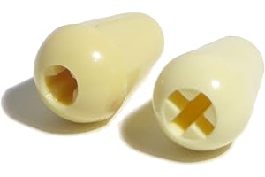 BLACK DOG MUSIC 2x Guitar switch tip Ivory/Cream 3.5mm and 4.9mm slot Stratocaster knob