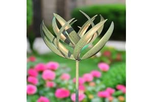 MARISSA'S GARDEN & GIFT Burghley wind sculpture spinner variations (Verdigris with Gold brush)