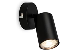 BRILONER - Applique réglable pour l'intérieur, douille GU10, max. 9 W, lampe de lecture, lampe de salon et couloir, lampe murale, spot de cuisine, applique murale, noir