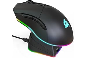 KLIM Blaze Pro - Souris Gamer sans Fil RGB Rechargeable avec Station de Charge - Nouveauté - Capteur Haute Précision avec Batterie Longue Durée -Jusqu'à 6000 DPI - Souris Filaire et sans Fil