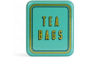 TINIT Tea Bag Travel Tin 'Tea Bags' - Portable Metal Tea Bag Storage Box Teabags, Pocket-Sized Container Commuting Gifts Tea Lovers Coffee (Gold on Teal)