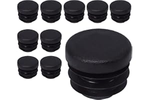 SKIR'CO (10 unidades) Insertos de tubo redondos de 19 mm, tapones para postes de valla, tapas de tubo de plástico negro, tapones de tubo, negro RAL 9005