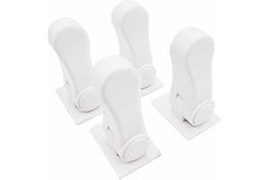 SURRIBA 4 pcs Pestillo Puerta sin Agujeros para Seguridad Puertas Niños con Pegamento 3M y Mango Giratorio (Blanco) Cerradura Manija