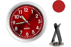 Buysow Orologio da Auto al Quarzo Luminoso, Mini Orologio per Auto Universale (Rosso)
