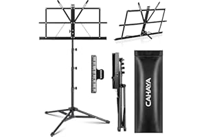 CAHAYA Soporte de Partitura de Metal Portátil con Bolsa de Transporte, Carpeta de Partituras, Modelo Negro Elevado de 170 cm CY0305
