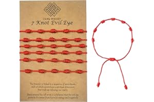 Garegce 6PCS Red String Bracelets, 7 Knot Adjustable Kabbalah Amulet Cord Protection Red Bracelet for Women, Girls, Boys, Good Luck String Bracelet for Family, Mother’s Day Gift Symbolizing Happiness