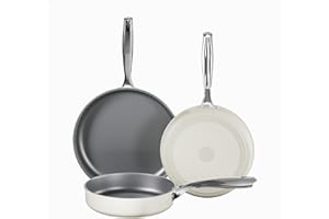 Koch Kode Padella Antiaderente Ceramica 20/24/28 cm, Set Padelle Antiaderenti Induzione, Lavabile in Lavastoviglie, Senza PFOA e PTFE, Adatte Per Forno, Beige