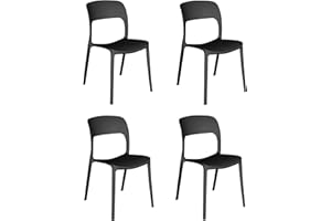 eacommerce Set 4 Sedie in polipropilene impilabili da giardino bar ristoranti Patio da esterno e interno Design Cucina (Set 4 Sedie, Antracite)