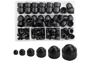 GOLRISEN Tapones para Tornillos Hexagonales y Tuercas, 145 Tapones Tuercas Llantas o Muebles, Capuchones para Tornillos, Cubre Tuercas M4 M5 M6 M8 M10 M12 con Caja de Almacenamiento de Plástico, Negro
