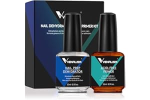 V VENALISA VENALISA Nail Primer and Dehydrator Set Professional Natural Nails Primer and Nail Prep Dehydrate Quick Dry For Gel Nail Polish Extension gel Acrylic Powder 15ml 0.5oz
