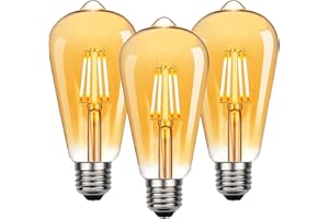 NUODIFAN Edison Vintage Glühbirne, 3 Stück Edison LED Lampe Warmweiß E27 Retro Glühbirne Ideal für Nostalgie und Retro Beleuchtung im Haus Café Bar usw