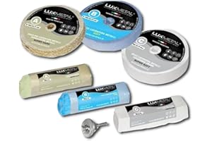 Lux Metal Kit Lucidatura 3 Disco Lucidatura 100 mm e 3 Pasta Abrasiva Lucidante 250 gr in Cotone Trapano Mola Dischi Per Lucidare Acciaio Inox Metalli Alluminio Set Lucida Cromature Ottone Ruota Rame