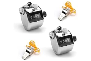 KLEHOPE 2 Pezzi Contapersone, Conta Persone, Contatore a 4 Cifre, Contapersone Manuale Portatile, con 2 Fischietti, per Scuole, Palestre, Magazzino