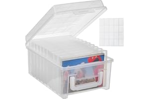 ALINK Fotoaufbewahrungsbox 10 x 15 cm Fotoetui, 10 innere Fotohalter, durchsichtige Fotoboxen zur Aufbewahrung, Foto-Organizer aus Kunststoff für Saatgut, Karten, Handwerk, Aufkleber-Clear